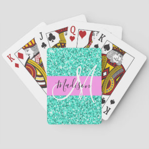 Jeu De Cartes Glam rose Turquoise Parties scintillant étincelles
