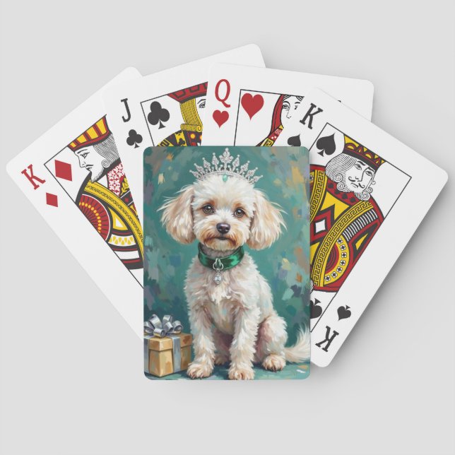 Jeu De Cartes Glamorous White Poodle Princess Christmas Art (dos)