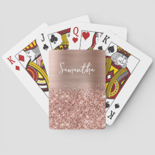 Jeu De Cartes Glamour Rose Gold Pailleté Nom