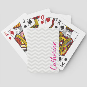 Jeu De Cartes Glamour Simplicité Gris Chevron avec Nom Gras