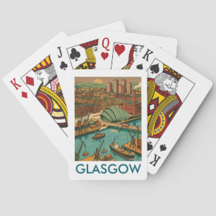 Jeu De Cartes Glasgow Écosse Illustration de Voyage Rétro