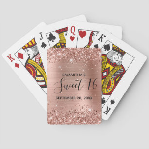 Jeu De Cartes Glitterie Rose Gold Sweet 16 Anniversaire Favor