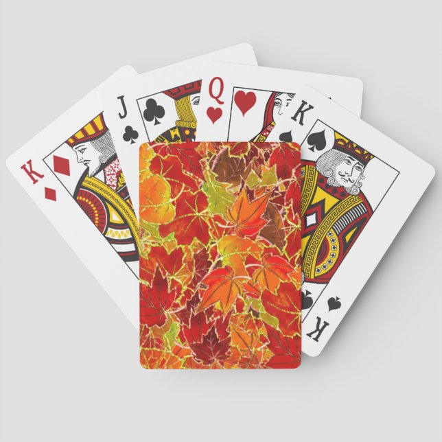 Jeu De Cartes Glittery Fall Maple Feuilles (dos)