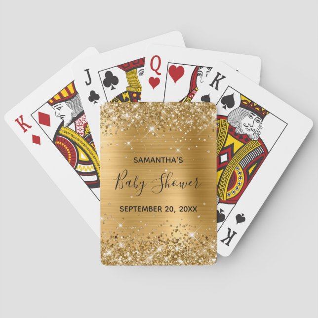 Jeu De Cartes Glittery Gold Baby shower Favoriser (dos)