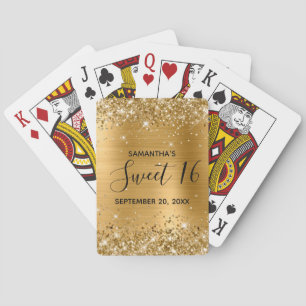 Jeu De Cartes Glittery Gold Sweet 16 Anniversaire Favor