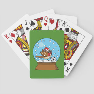 Jeu De Cartes Globe de neige avec un moineau mignon jouant au so