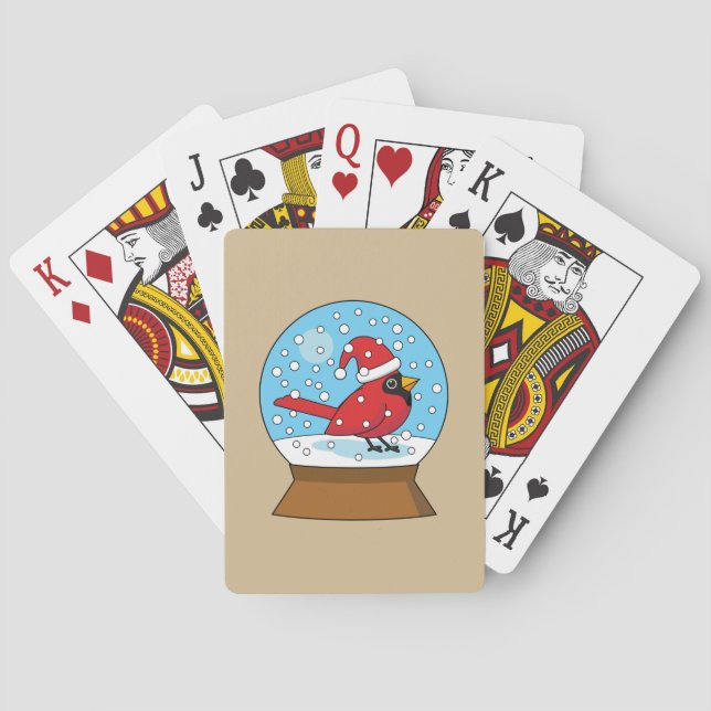Jeu De Cartes Globe des neiges avec cardinal rouge mignon (dos)