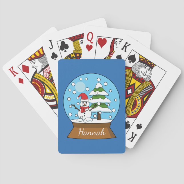 Jeu De Cartes Globe des neiges avec Snowman et Pine Tree | Perso (dos)