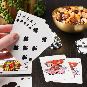 Jeu De Cartes Gnome de dessin animé drôle chevauchant un cochon