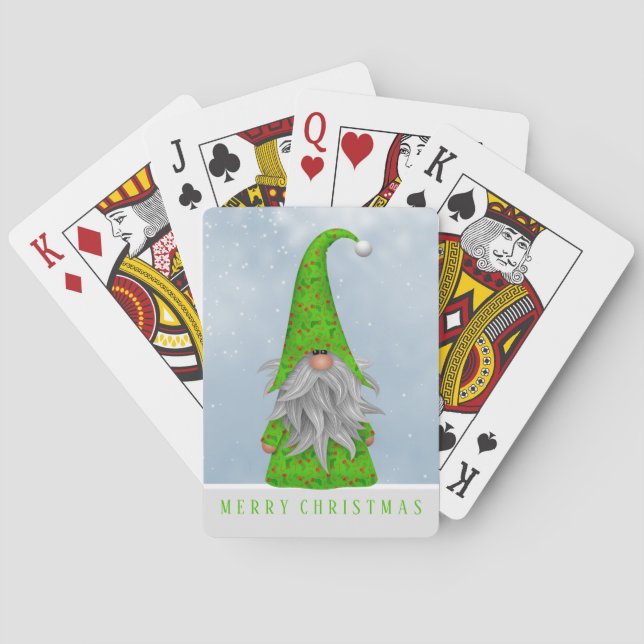 Jeu De Cartes Gnome de vacances vertes| Joyeux Noël (dos)