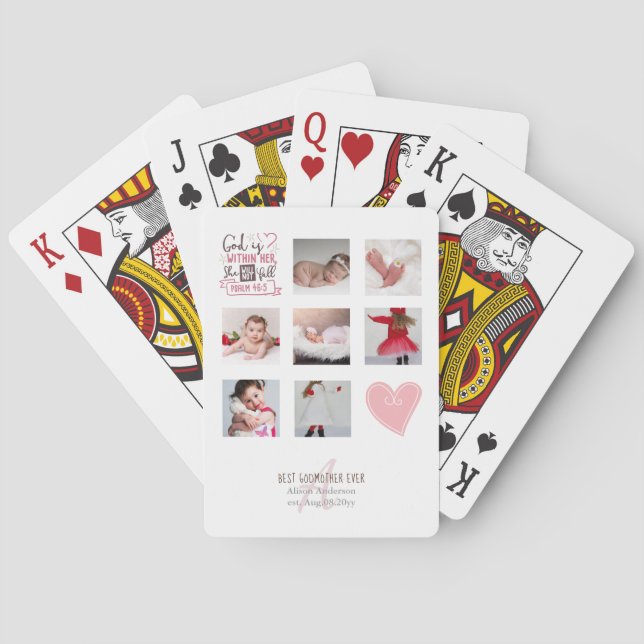 Jeu De Cartes GODMOTHER PHOTO COLLAGE Cadeau avec verset peut mo (dos)