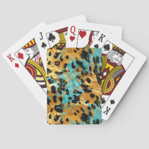 Jeu De Cartes Gold Aqua Black Leopard Animal