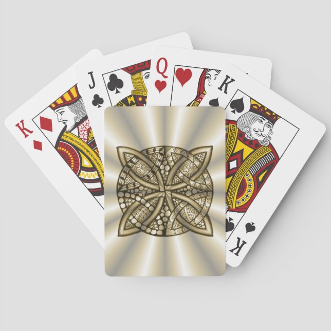 Jeu De Cartes Gold Celtic Knot Design d'art original (dos)