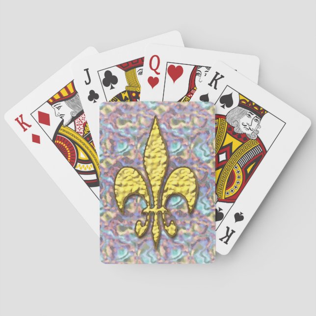 Jeu De Cartes Gold Fleur de Lis Arrière - plan psychédélique (dos)