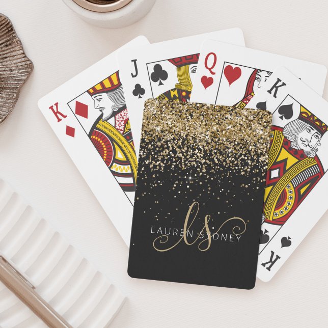 Jeu De Cartes Gold Glitter Glam Monogram Name (Créateur téléchargé)