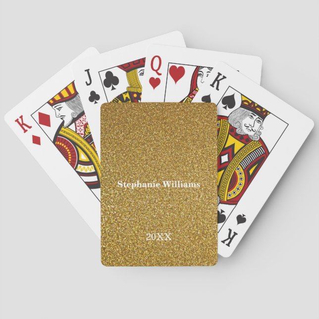 Jeu De Cartes Gold Golden Parties scintillant Custom Name Year C (dos)