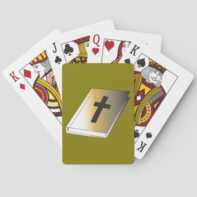 Jeu De Cartes Gold Holy Bible with Black Cross Religious (dos)