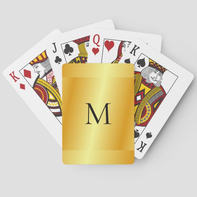 Jeu De Cartes Gold Metallo Modèle Monogramme Nom Moderne (dos)