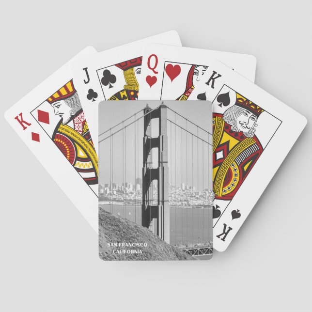 Jeu De Cartes Golden Gate Bridge en noir et blanc (dos)