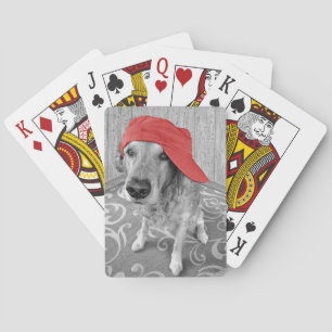 Jeu De Cartes Golden Retriever avec casquette rouge