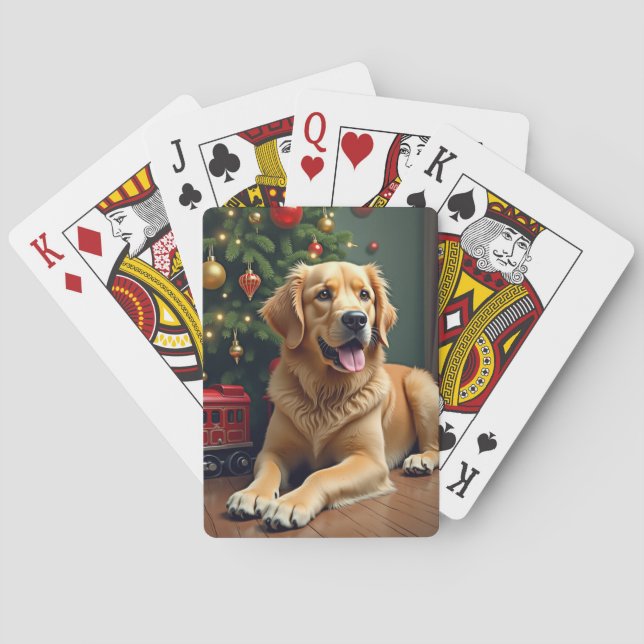 Jeu De Cartes Golden Retriever by the Toy Train Christmas (dos)