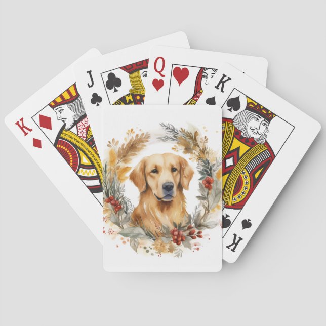 Jeu De Cartes Golden Retriever Christmas Wreath Festive Pup (dos)