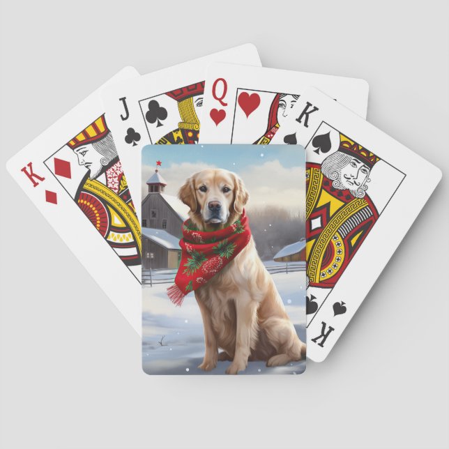 Jeu De Cartes Golden Retriever Dog in Snow Christmas (dos)