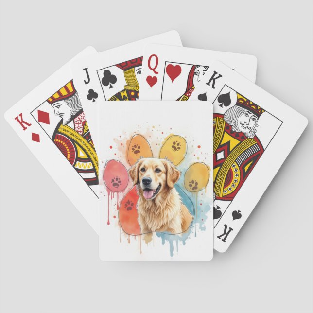 Jeu De Cartes Golden Retriever en Empreinte de patte aquarelle (dos)