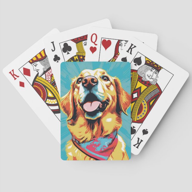 Jeu De Cartes Golden Retriever Pop Art Jouer & Chaleureux Design (dos)