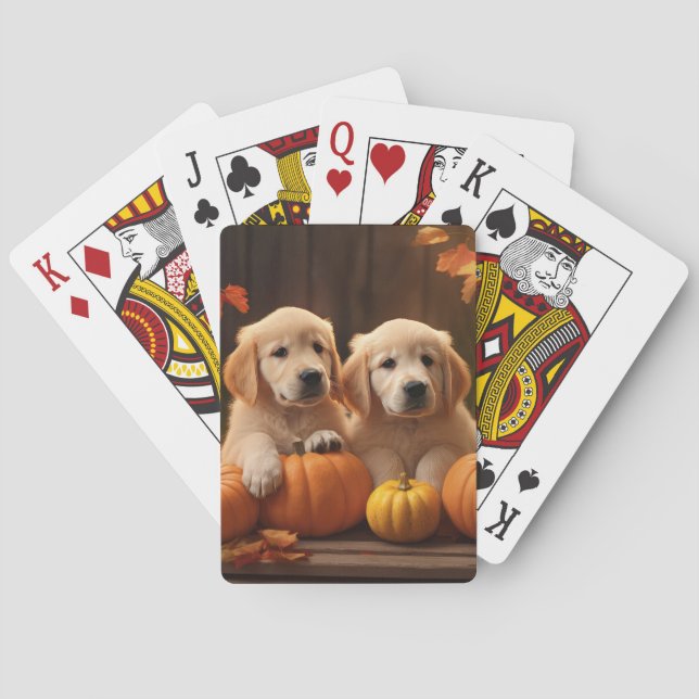 Jeu De Cartes Golden Retriever Puppy Automne Citrouille de plais (dos)