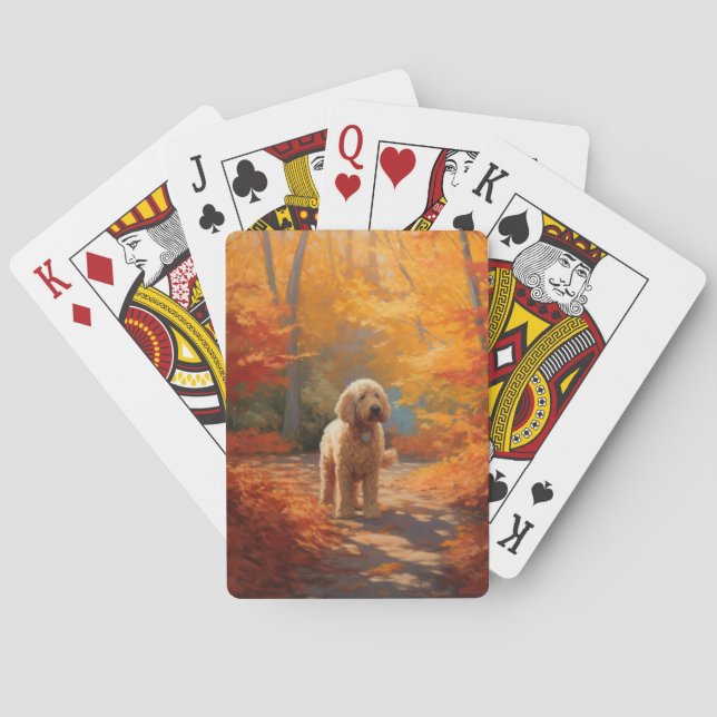 Jeu De Cartes Goldendoodle en automne Leaves Fall Inspire (dos)