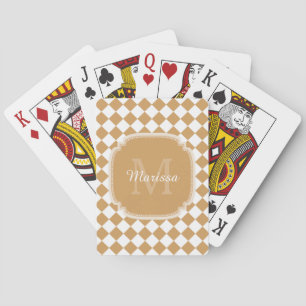 Jeu De Cartes Goldenrod Jaune À damiers Monogramme Avec Nom