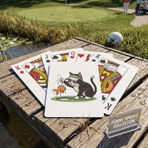 Jeu De Cartes Golfeur Chat Drôle Pêche Danger d'Eau