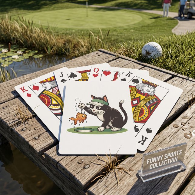 Jeu De Cartes Golfeur Chat Drôle Pêche Danger d'Eau (Créateur téléchargé)