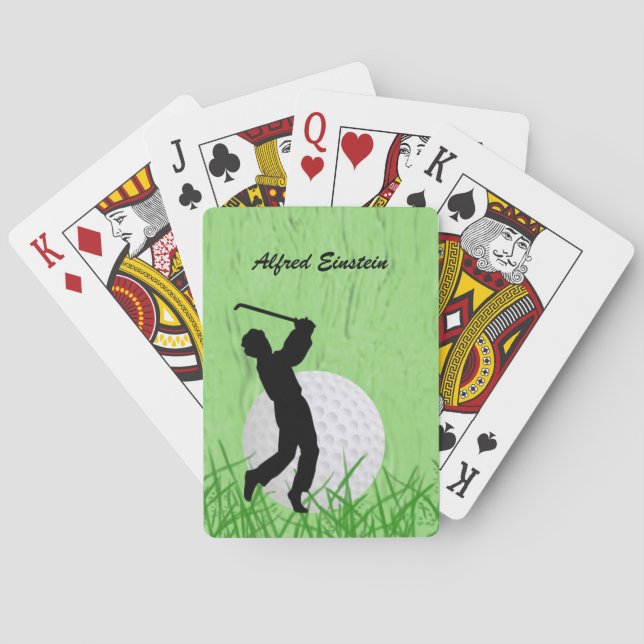 Jeu De Cartes Golfeur et boule entouré d'herbe Personnaliser (dos)