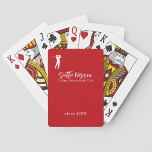 Jeu De Cartes Golfeur minimaliste de couleur rouge feu