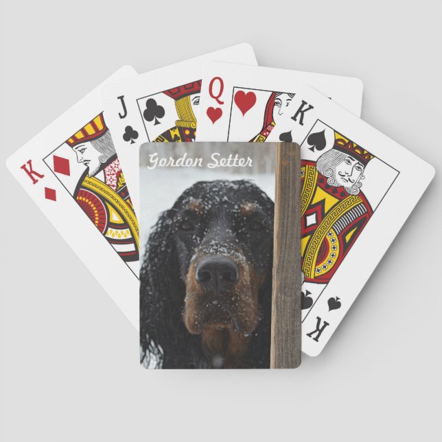 Jeu De Cartes Gordon Setter dans les cartes de jeu en hiver (dos)