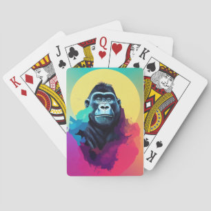 Jeu De Cartes Gorilla Ape Nature Sauvage Animal Couleur Art Pein
