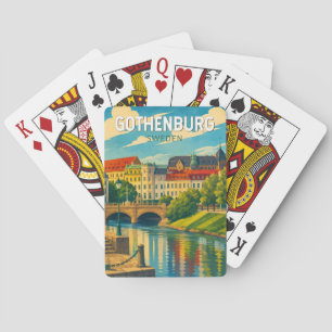 Jeu De Cartes Göteborg Suède Illustration Voyage Art Vintage