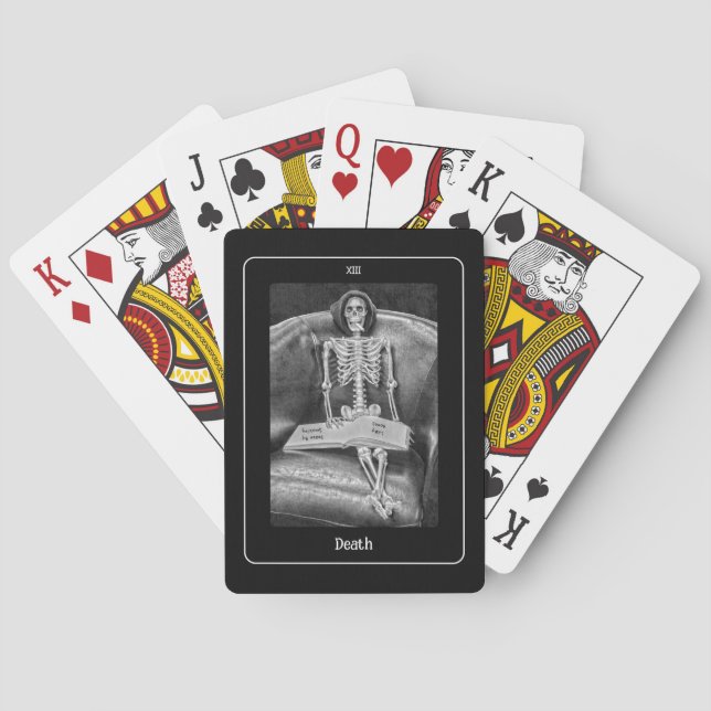 Jeu De Cartes Gothique Drôle Noir et Blanc Squelette Mort Tarot (dos)