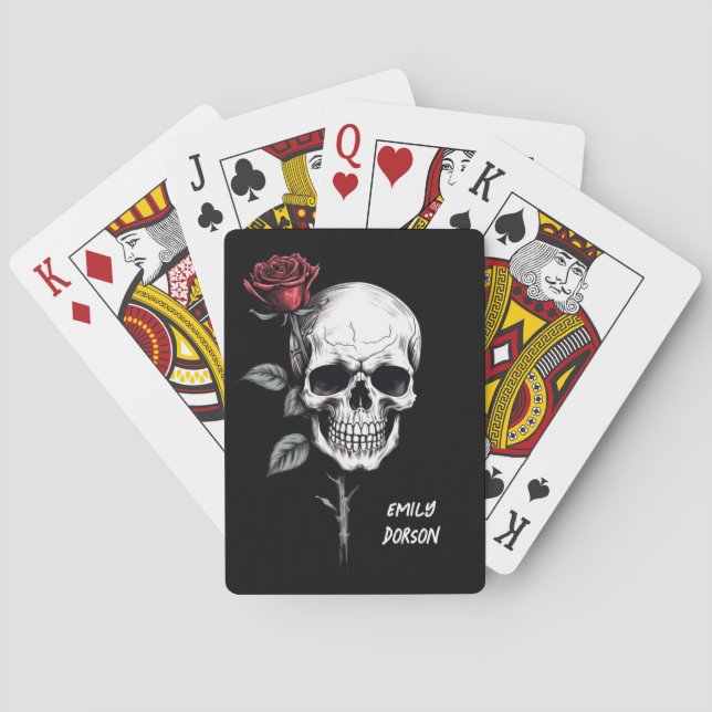 Jeu De Cartes Gothique Halloween crâne et Rose classique (dos)