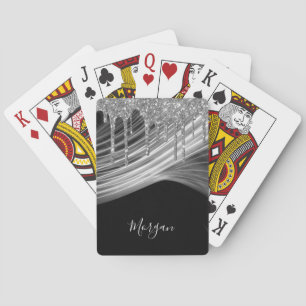 Jeu De Cartes Gouttes de paillettes d'argent, rayons de lumière,