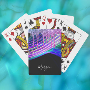 Jeu De Cartes Gouttes de paillettes violettes, rayons de lumière