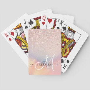 Jeu De Cartes Gradient holographique de Rose Gold Glitter Irides
