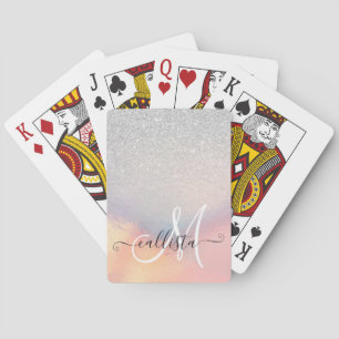 Jeu De Cartes Gradient holographique de Silver Glitter