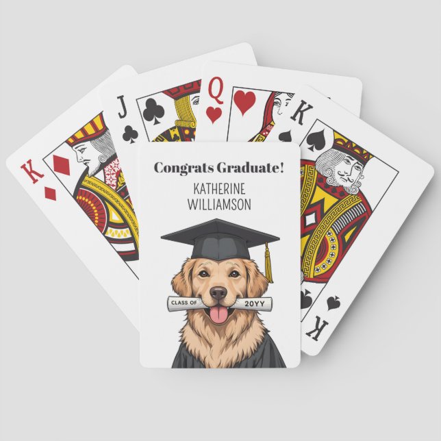 Jeu De Cartes Graduation personnalisée mignon Golden Retriever C (dos)