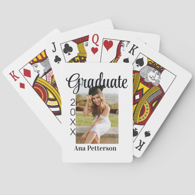Jeu De Cartes Gradué photo moderne classique ajouter nom de l'an (dos)
