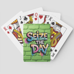 Jeu De Cartes Graffiti Texte Coloré Disant Saisir Le Jour