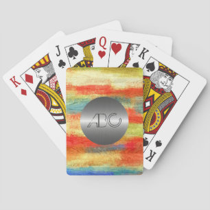 Jeu De Cartes Grains de bois colorés Texture Métal inoxydable mo