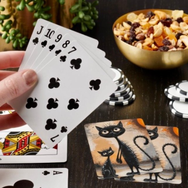 Jeu De Cartes Grand Chat Petit Chat Halloween  (Poker cards easy to shuffle, smooth card stock. Dimensions: 2.5" x 3.5”. 
)